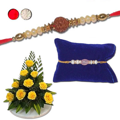 "Rakhi with Flowers - code F07 - Click here to View more details about this Product